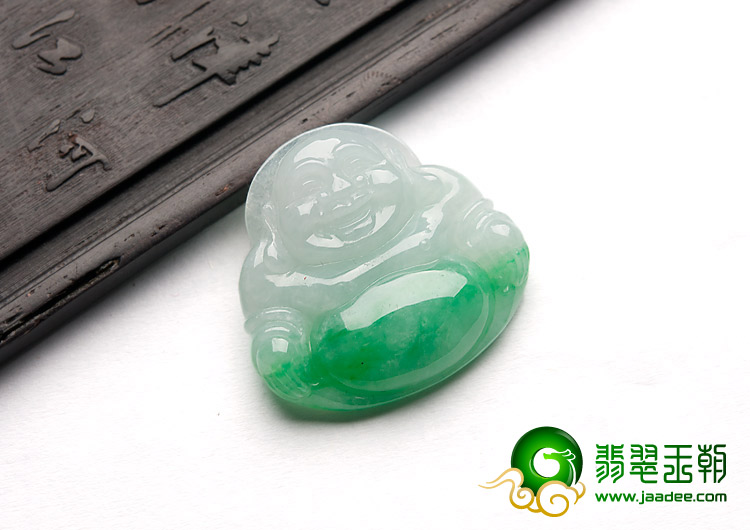 糯冰种飘翠缅甸翡翠A货玉佛挂件