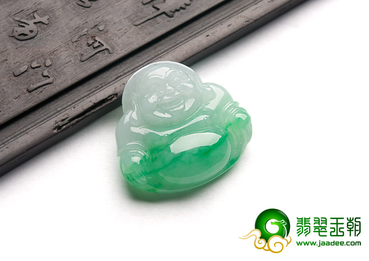 糯冰种飘翠缅甸翡翠A货玉佛挂件