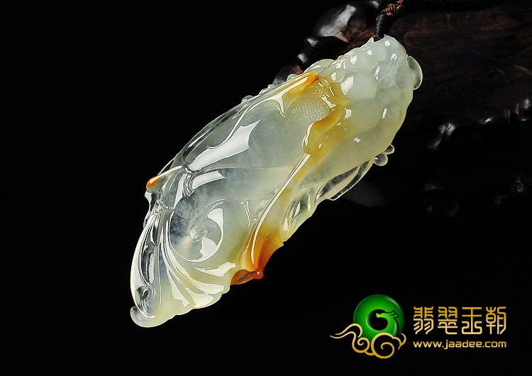 冰玻种黄翡缅甸翡翠A货龙头鱼挂件
