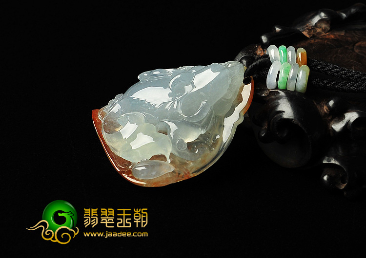 （超值推荐）冰种红黄翡缅甸翡翠A货龙头鱼挂件