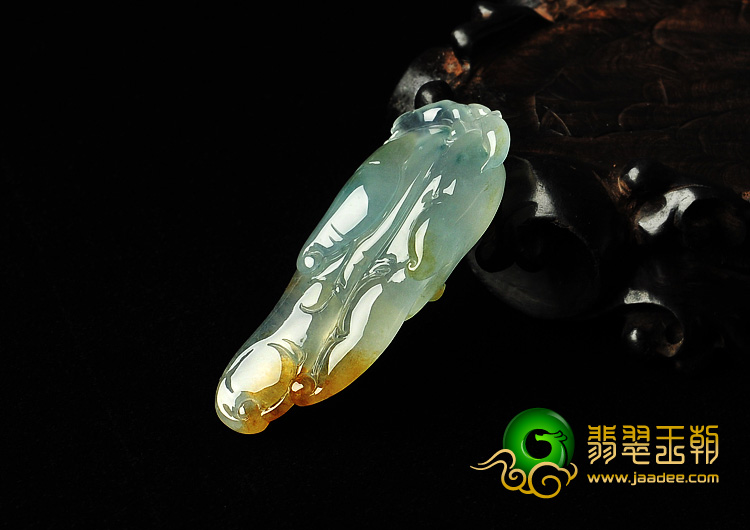 冰种黄翡略飘花缅甸翡翠A货佛手挂件