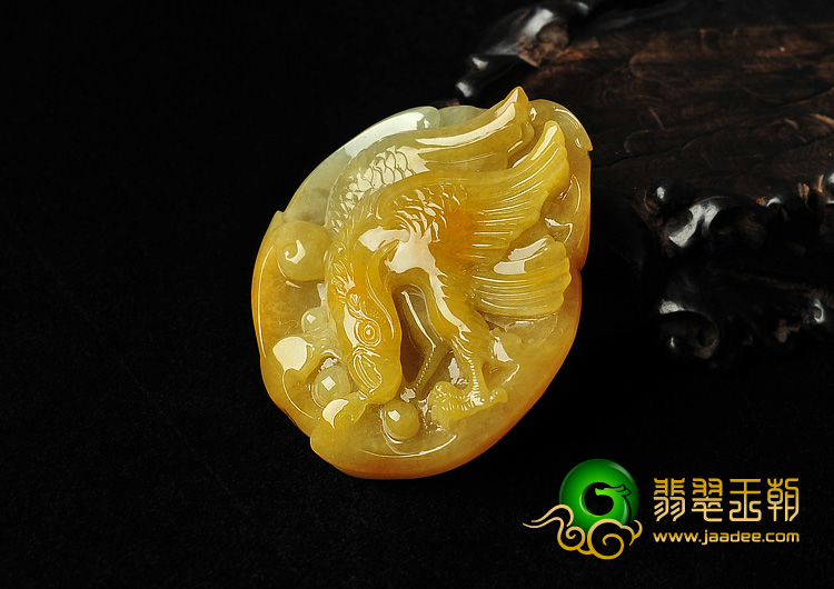 （超值推荐）糯冰种黄翡缅甸翡翠A货大展宏图挂件