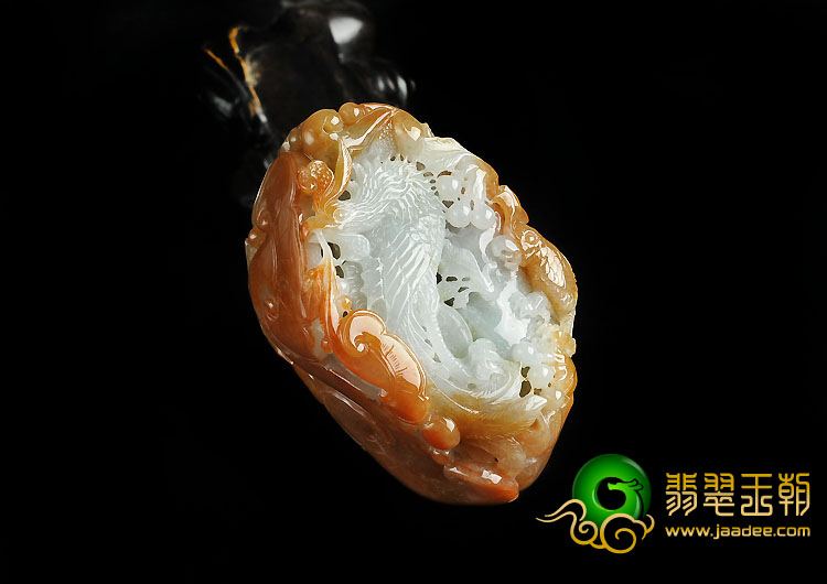糯冰种褐红翡缅甸翡翠A货凤凰如意手玩件