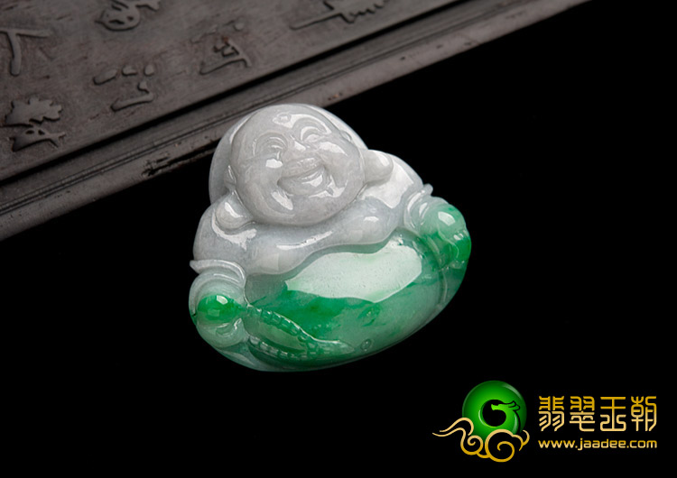 糯冰种飘翠缅甸翡翠A货玉佛挂件