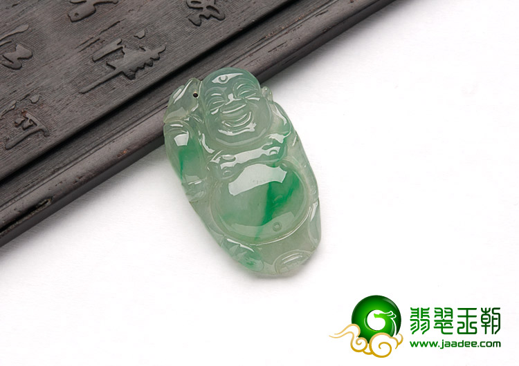 冰种飘翠缅甸翡翠A货逍遥玉佛挂件