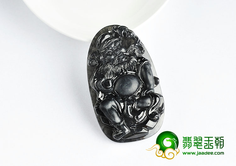 冰（乌鸡）种黑色缅甸翡翠A货钟馗挂件