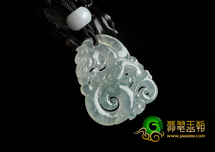 （超值推荐）冰种飘花缅甸翡翠A货仿古龙挂件