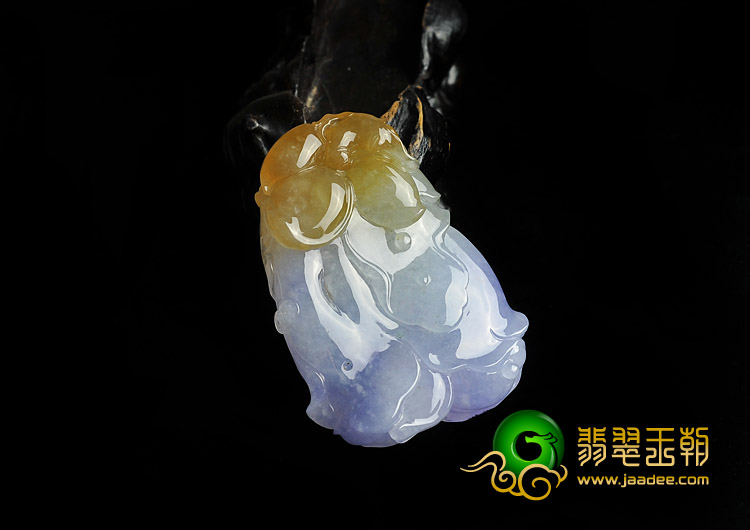 冰种紫罗兰黄翡缅甸翡翠A货花开富贵挂件