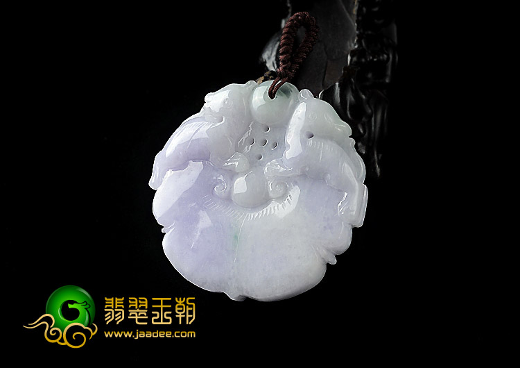 糯冰种春带彩缅甸翡翠A货福寿如意挂件