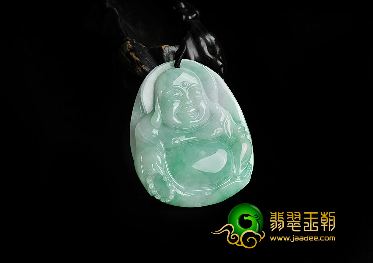 糯冰种豆色缅甸翡翠A货玉佛挂件