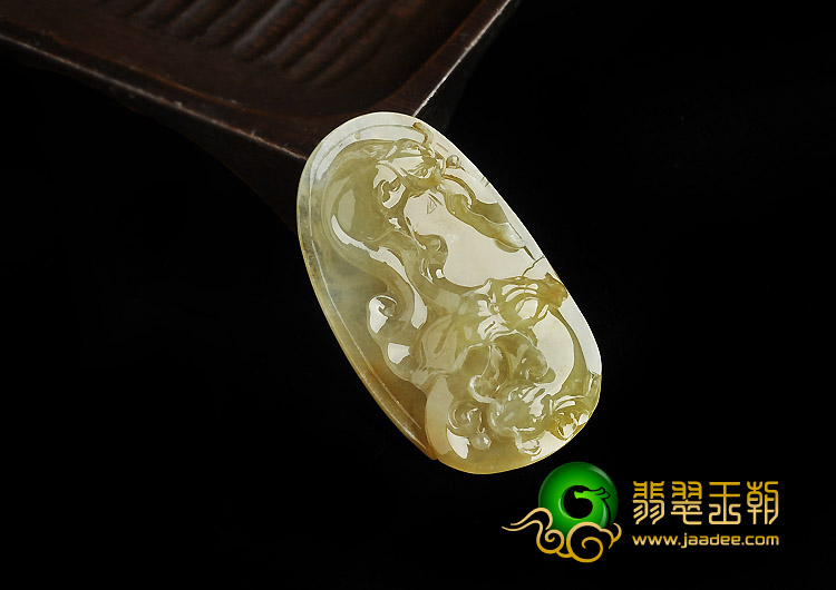 冰种黄翡缅甸翡翠A货年年有余挂件