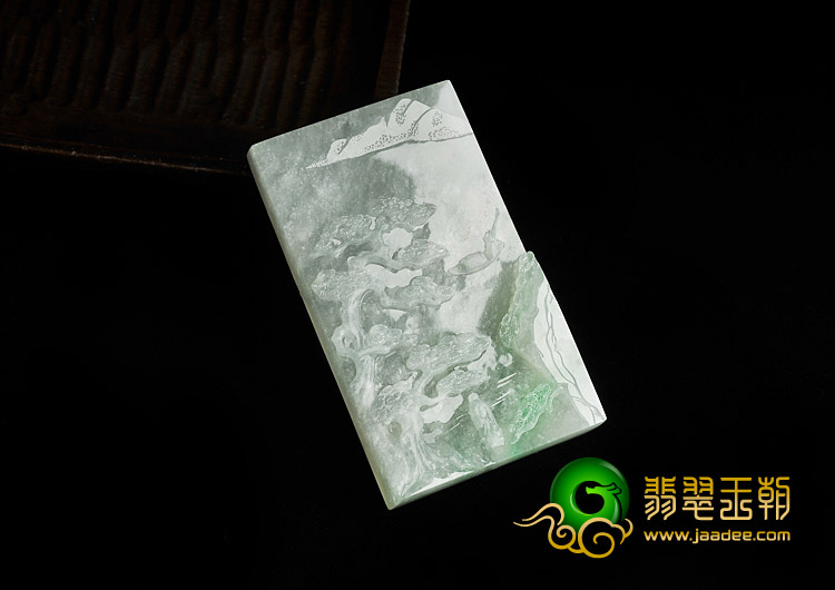 冰种略飘翠缅甸翡翠A货松下问童子挂件