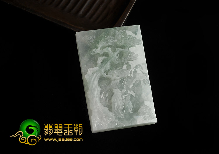 冰种略飘翠缅甸翡翠A货松下问童子挂件