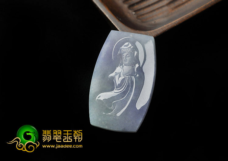 糯冰种紫罗兰缅甸翡翠A货观音挂件