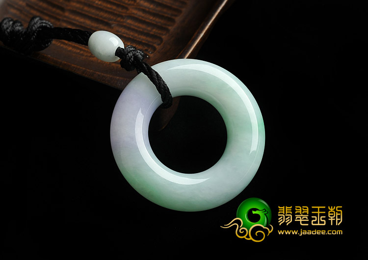 糯冰种春带彩缅甸翡翠A货平安环挂件