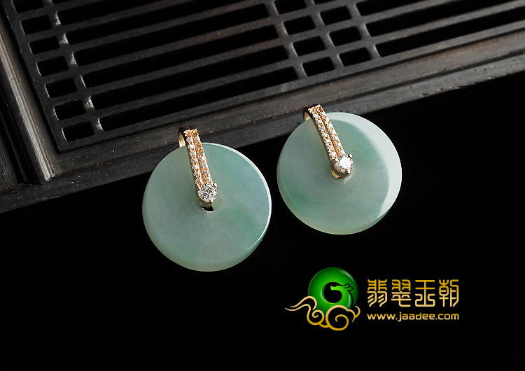 冰种晴水飘花缅甸翡翠A货镶银平安扣胸坠（水钻）（单价）