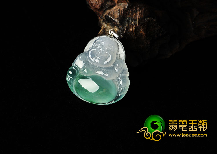 冰种飘花缅甸翡翠A货玉佛挂件
