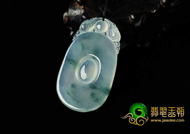 冰种飘花缅甸翡翠A货福在眼前挂件
