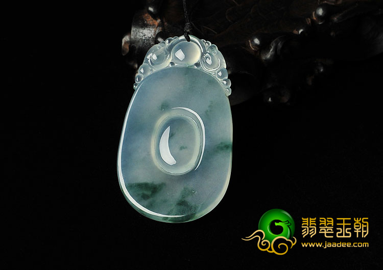 冰种飘花缅甸翡翠A货福在眼前挂件