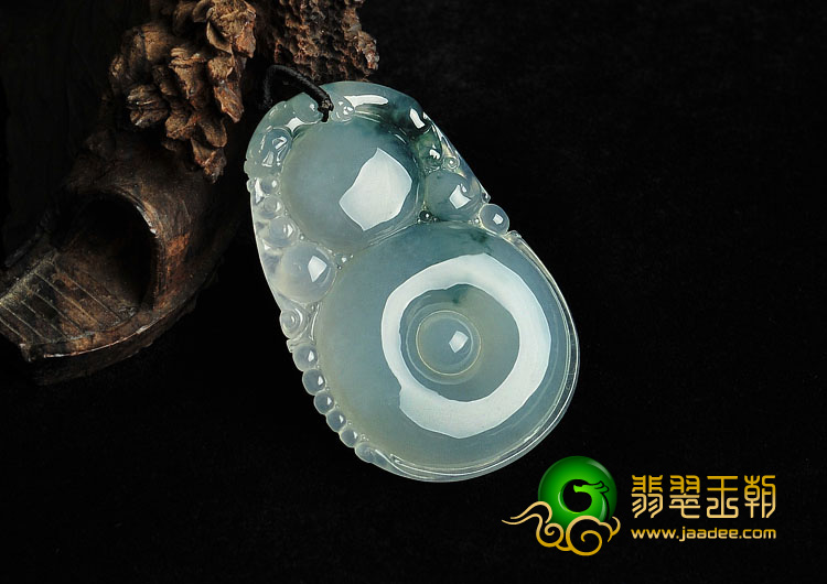 冰种飘花缅甸翡翠A货福在眼前挂件