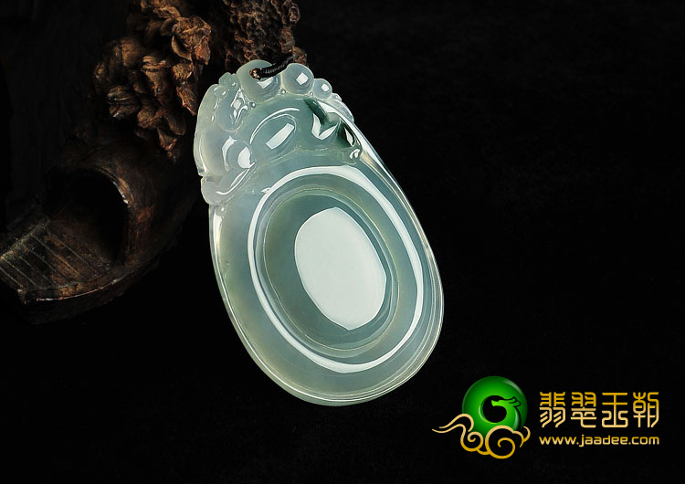 冰种飘花缅甸翡翠A货福在眼前挂件