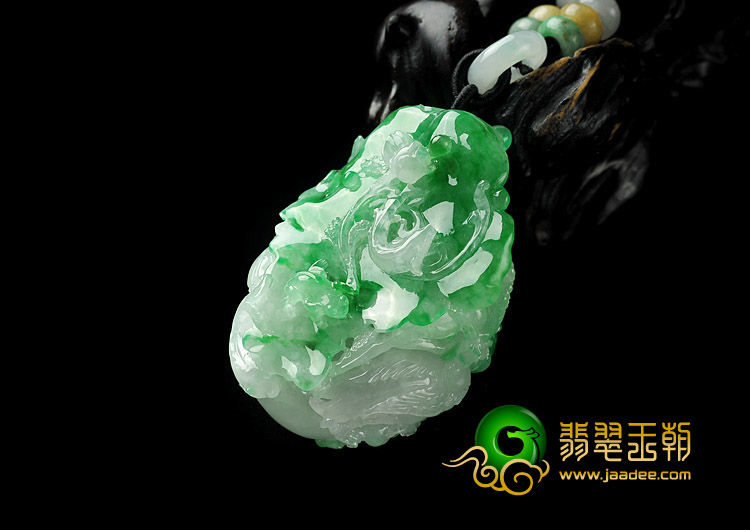 冰种阳绿缅甸翡翠A货年年有余挂件