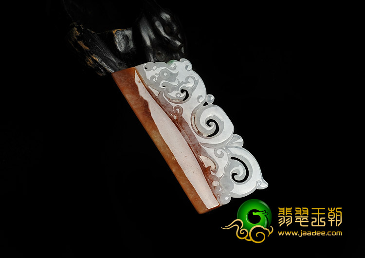 冰种红黄翡缅甸翡翠A货仿古龙挂件