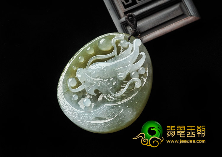 冰种褐黄翡缅甸翡翠A货龙头挂件