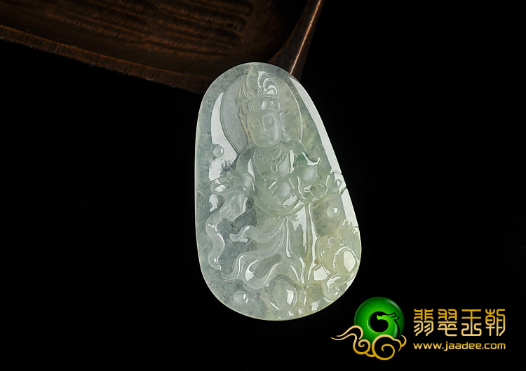 冰种黄翡缅甸翡翠A货观音挂件