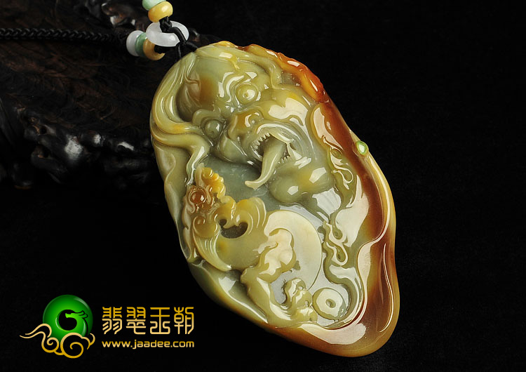 糯冰种褐黄翡缅甸翡翠A货降龙罗汉手玩件