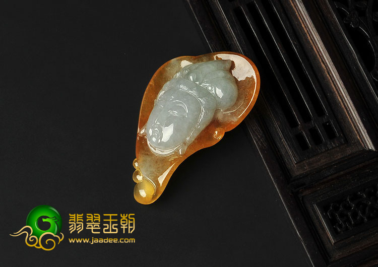 冰种黄翡缅甸翡翠A货观音头挂件