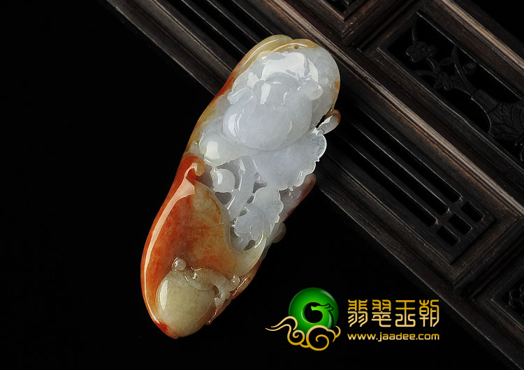 糯冰种红黄翡缅甸翡翠A货花开富贵挂件