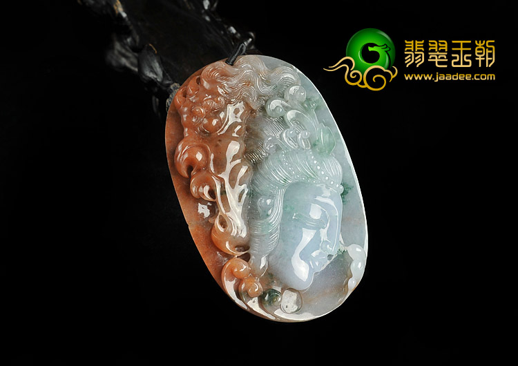 糯冰种褐红翡飘花缅甸翡翠A货一念之善挂件