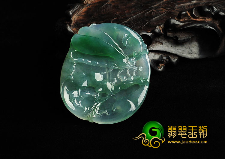 冰种春带彩缅甸翡翠A货蜻蜓挂件