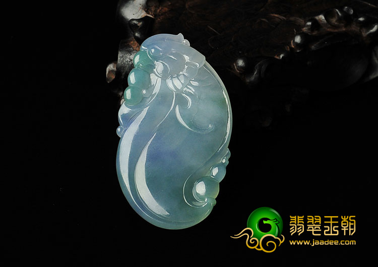 冰种春带彩缅甸翡翠A货凤来仪挂件