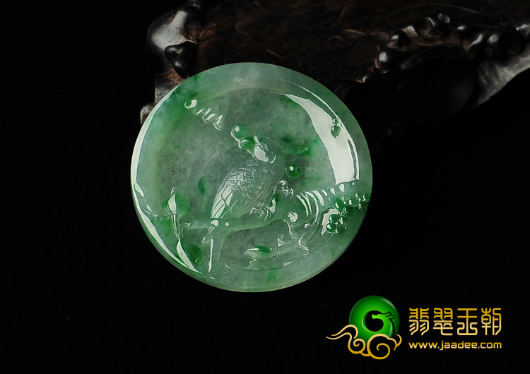 冰种飘翠缅甸翡翠A货喜上眉梢挂件