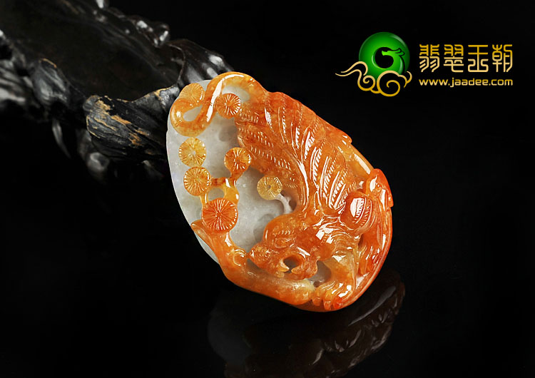 糯冰种红黄翡缅甸翡翠A货虎虎生威挂件