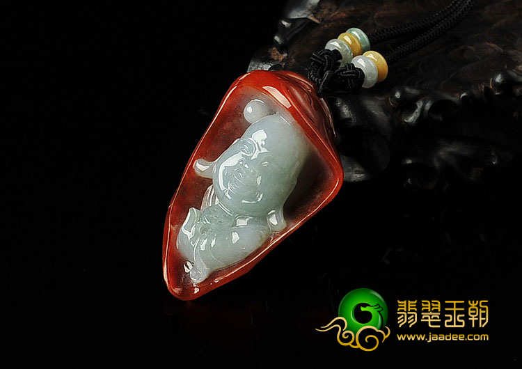 冰种红黄翡缅甸翡翠A货玉佛挂件