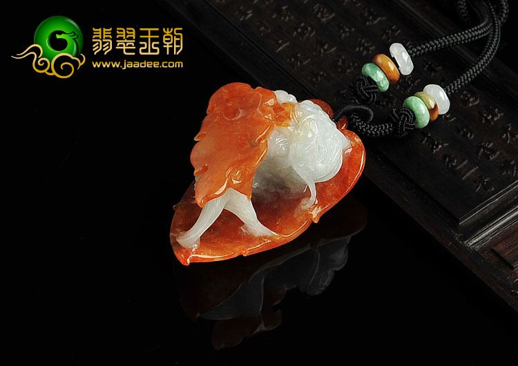 糯冰种红黄翡缅甸翡翠A货龙头鱼挂件