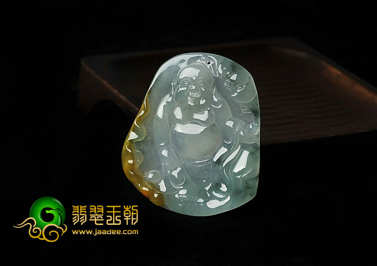 冰种三彩缅甸翡翠A货玉佛挂件