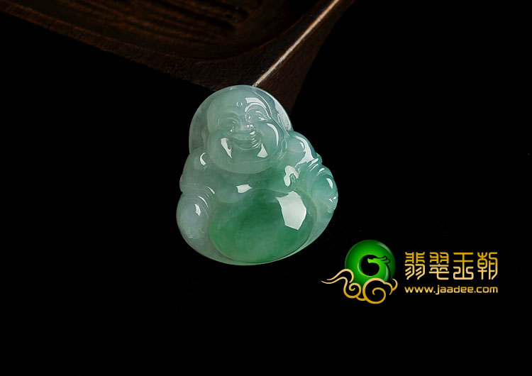 冰种飘翠缅甸翡翠A货玉佛挂件