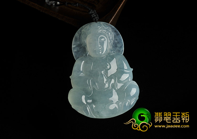 冰种晴水缅甸翡翠A货观音挂件