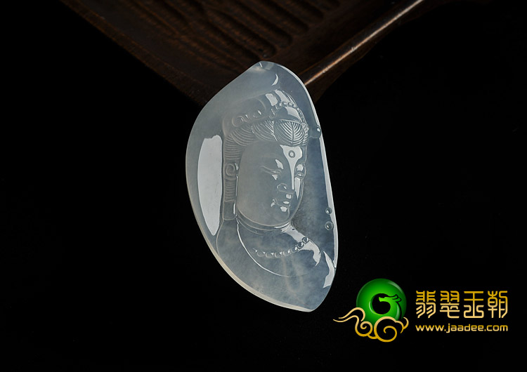 冰玻种晴水缅甸翡翠A货观音头挂件