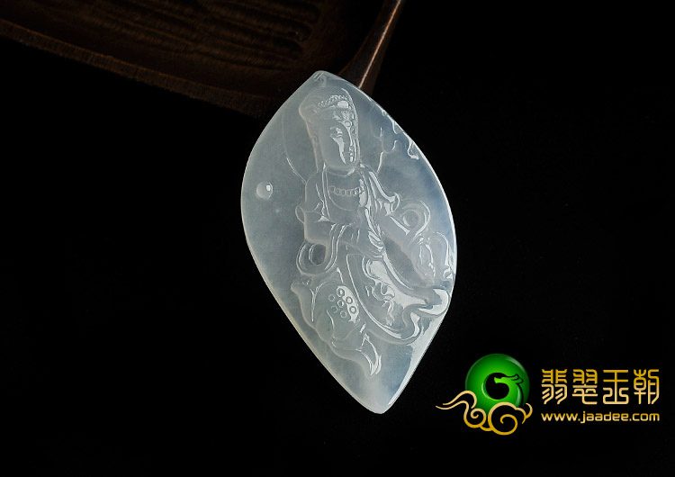 冰种晴水缅甸翡翠A货观音挂件