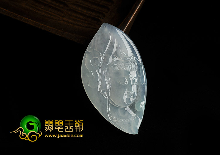 冰种晴水缅甸翡翠A货观音头挂件