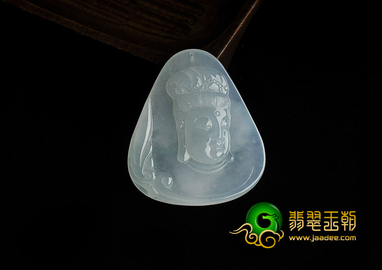 冰种晴水缅甸翡翠A货观音头挂件