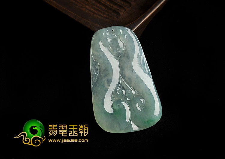 冰种飘翠缅甸翡翠A货双凤挂件