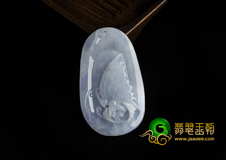冰种紫罗兰缅甸翡翠A货蝴蝶挂件