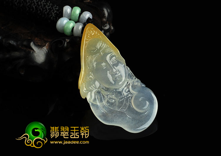 冰种黄翡缅甸翡翠A货豆蔻年华挂件
