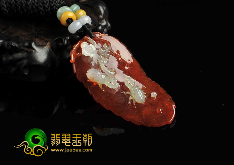 冰种红翡缅甸翡翠A货富甲天下挂件